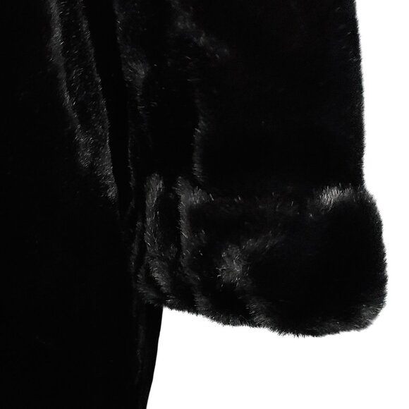 ALPINE STUDIO ~ Black Faux Mink Coat with Hood ~ XL ~ 38” L - Picture 8 of 16